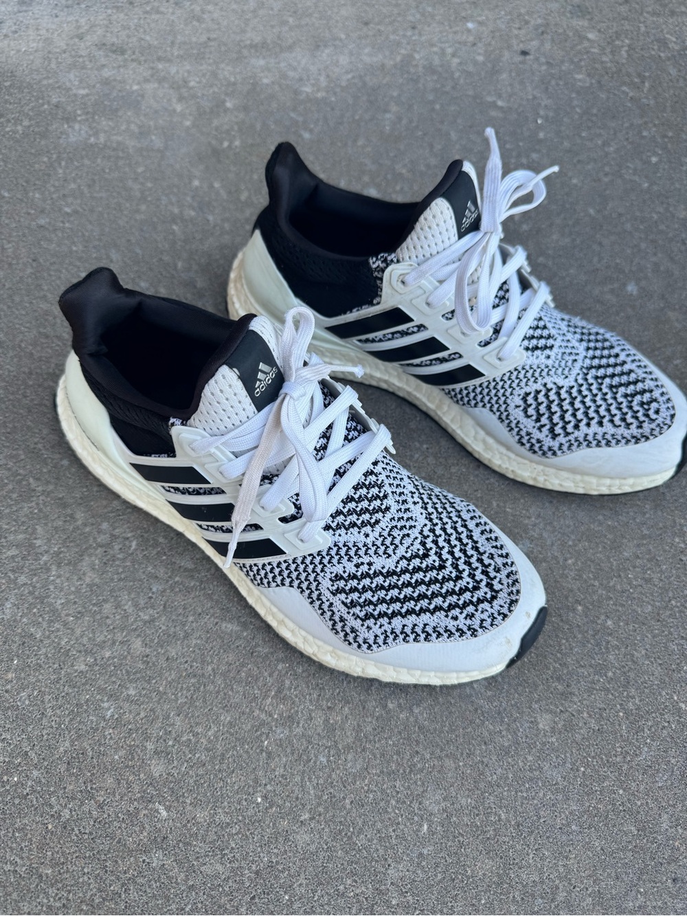 adidas Kids Black & White Knit Running Sneakers